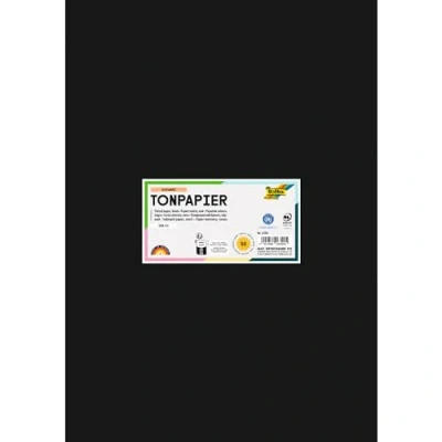 Afbeelding van folia 6390 gekleurd papier zwart, DIN A3, 130 g/m², 50 vellen voor het knutselen en creatief vormgeven van kaarten, raamafbeeldingen scrapbooking