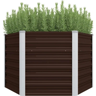 Afbeelding van Plantenbak verhoogd 129x129x77 cm gegalvaniseerd staal bruin