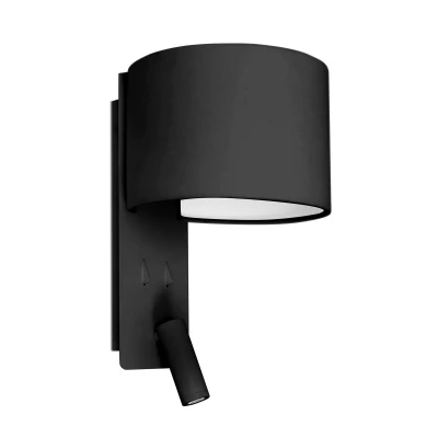 Afbeelding van FARO BARCELONA Vouw wandlamp met LED leeslamp, zwart