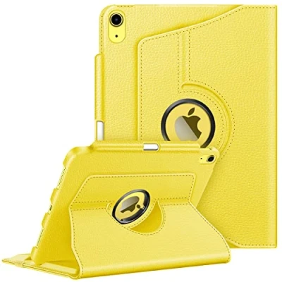 Afbeelding van FINTIE Roterende hoes compatibel met iPad 10e generatie (model 2022) 10,9 inch 360 graden draaibare beschermhoes potloodhouder, automatisch waken/slapen, geel