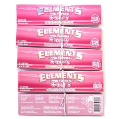 Afbeelding van Elements PINK Connoisseur Dunne King Size Slim Papers + Tips 5 boekjes