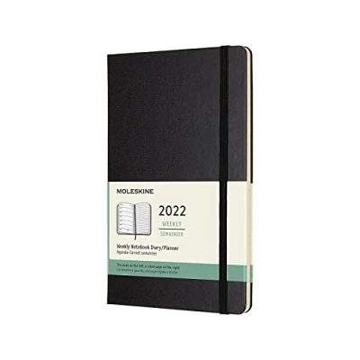 Afbeelding van Moleskine weekplanner 2022, 12 maanden weekkalender, en notitieboek, vaste omslag, formaat 13 x 21 cm, kleur zwart, 144 pagina&#039;s