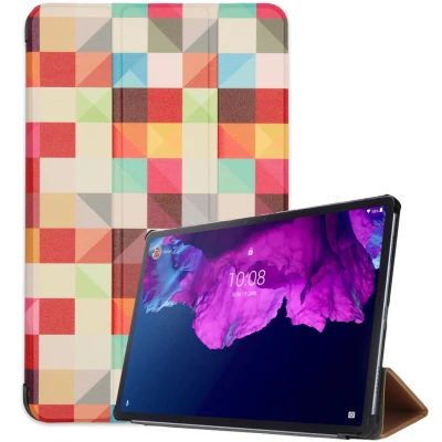 Afbeelding van Lenovo Tab P11 Hoes: iMoshion Design Trifold Bookcase Kleurtjes Kunstleder Tablet Hoezen