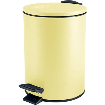 Afbeelding van Spirella Pedaalemmer Cannes geel 5 liter metaal L20 x H27 cm soft close toilet/badkamer Pedaalemmers