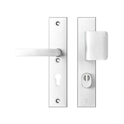 Afbeelding van AXA veiligheidsbeslag voordeur Edge Plus rechthoekig schild D knop/Blok kruk PC72 met kerntrekbeveiliging SKG3 aluminium