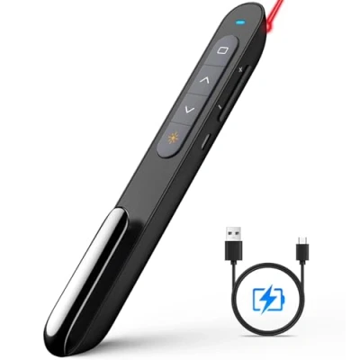 Afbeelding van 【Oplaadbaar】NORWII N76 Wireless Presenter Oplaadbaar 100M/330FT, Hyperlink Volume Presentatie Clicker voor Powerpoint Remote Slide Advancer 2,4GHz (zwart)
