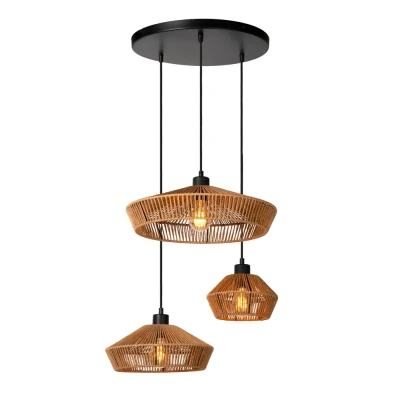 Afbeelding van Lucide YUNKAI Hanglamp Ø 60 cm 3xE27 Licht hout