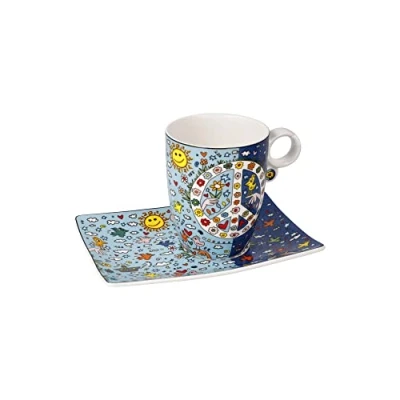 Afbeelding van Goebel James Rizzi Kop en schotel Give Peace a Chance Porselein 19cm 400ml