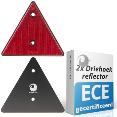 Afbeelding van valonic driehoek reflector, 2 stuks gecertificeerd volgens ECE: R3.02 Klasse IIIA (voor wegverkeer) 15cm reflector voor aanhangwagens rood geen schroeven inbegrepen