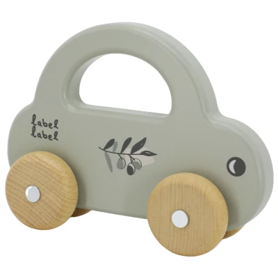 Afbeelding van Label Olijfgroen Houten Speelgoed Auto LLWT 10251