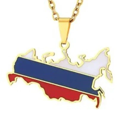 Afbeelding van Ketting Rusland Kaart Goudkleurig Vlag