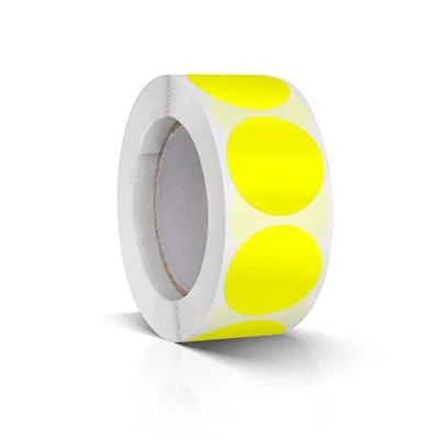 Afbeelding van Ronde stickers, 25 mm, kleurcodering, etiketten, rol, geel, 500 stuks