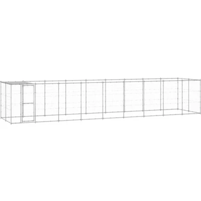 Afbeelding van vidaXL Hondenkennel met dak 21,78 m² gegalvaniseerd staal
