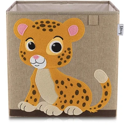 Afbeelding van Stoffen opbergdoos voor kinderen &quot;tijger&quot; op donkere achtergrond, compatibel met Ikea Kallax Lifeney