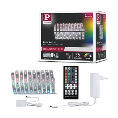 Afbeelding van Paulmann 79864 LED Stripe MaxLED 250 Basisset 3m 20W 810lm RGBW 36VA dimbare lichtband kunststof 3000K