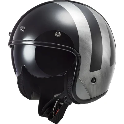 Afbeelding van LS2 OF601 Bob II Lines Jet Helm, zwart zilver, afmeting M voor man