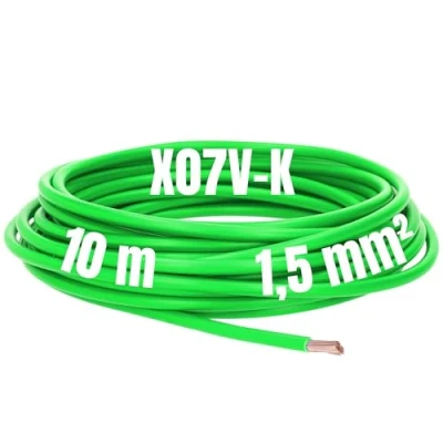 Afbeelding van Kalitec 10 meter H07V K 1,5 mm² groene bedradingskabel I kernkabel flexibel PVC enkeladerig meeraderig 1,5mm2 bedrading fijnaderig enkele kabel massief schakeldraad