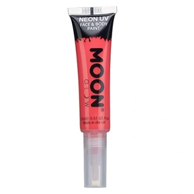 Afbeelding van Moon Glow Neon UV gezichts en lichaamsverf met kwast van 15ml intensief rood