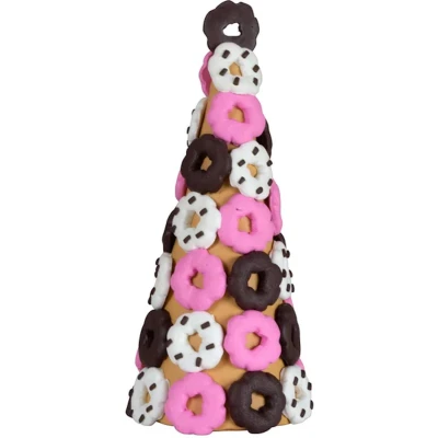 Afbeelding van Tafeldecoratie Peperkoekjes Kerstboom met donuts 18 cm
