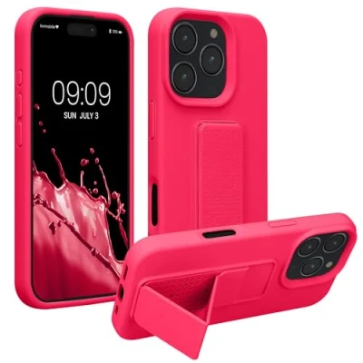 Afbeelding van kwmobile back cover voor smartphone Compatibel met Apple iPhone 16 Pro 1x beschermhoesje van kunststof In neon roze