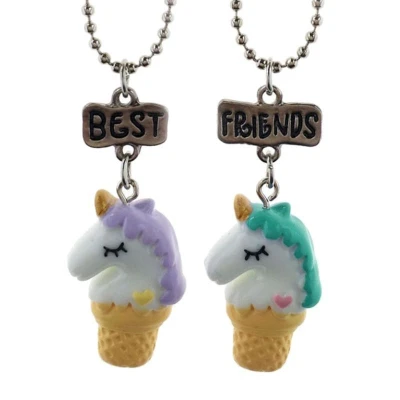 Afbeelding van Fako Bijoux® Vriendschapsketting BFF Ketting Eenhoorn Unicorn Best Friends Groen/Paars
