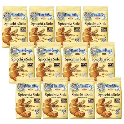 Afbeelding van MULINO BIANCO Spicchi di Sole Krokante boterkoekjes in de vorm van croissants, 400g x 12 pakketten