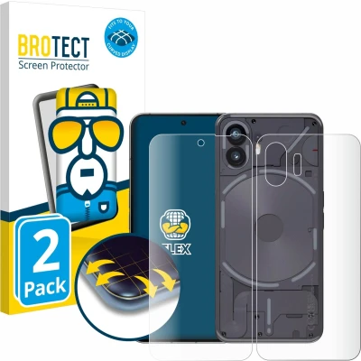 Afbeelding van BROTECT Screenprotector voor Nothing Phone (2) (Voor+Achter) Folie Beschermfolie transparant volledig dekking (2 Stuks)