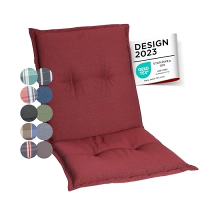 Afbeelding van gardisun Tuinstoelkussens voor lage rugleuning, extra dikke stoelkussens, Made in Europe, stoelkussens kussens met hoog comfort, set van 2, rood