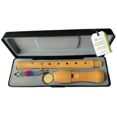 Afbeelding van Hoge kwaliteit sopraan esdoorn hout recorder in een set met geval, borstel &amp; vet accessoires (Ideaal Voor school, vrije tijd werk kinderen, volwassenen, beginners professionals) BAROQUE vingering