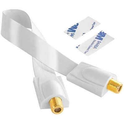 Afbeelding van Poppstar 28cm SAT Raam Doorvoer (0,2 mm Raamdoorvoer Kabel heel Vlak), Koppeling (F connector), Vergulde Contacten, 2 Kleefpads, Wit