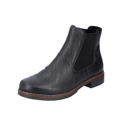 Afbeelding van Rieker Korte laarzen schwarz schwarz, Dames, Maat: 36, Imitatieleer/ textiel