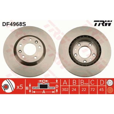 Afbeelding van Trw Remschijf DF4968S