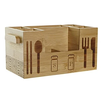 Afbeelding van Items keukengerei/bestek houder 31 x 16 15 cm bamboe hout Keukenhulphouders