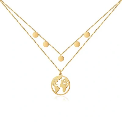 Afbeelding van Good.Designs Wereldbol ketting met 5 plaatjes I Meerrijige damesketting (verstelbaar) wereldketting (Zilver)