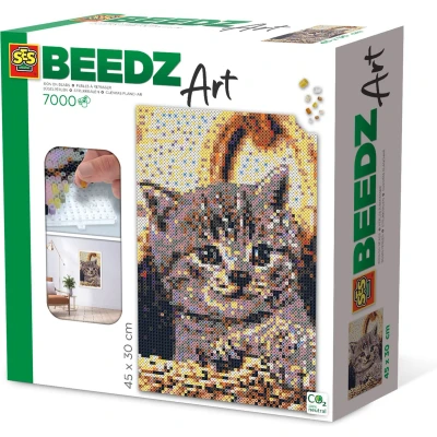 Afbeelding van Ses Creative Beedz Art Strijkkralen Kitten 45.5X30 Cm 7000 Stuks