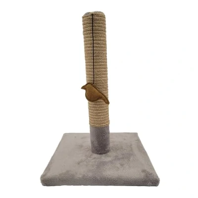 Afbeelding van Tyrol krabpaal voor katten, 42 cm, van sisal en duurzaam polyester, eenvoudige vorm met vogelspeelgoed, kattenkrabber in modern design, kleur lichtgrijs, 30 x cm