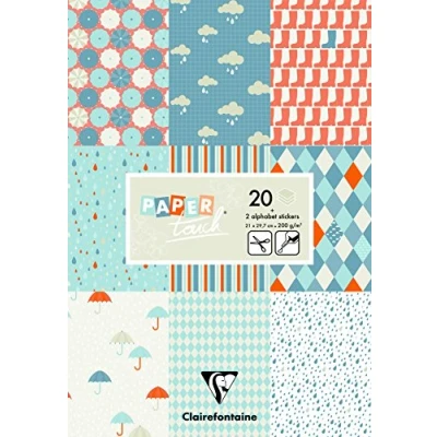 Afbeelding van Clairefontaine Ref 95240C PaperTouch Paper Pad (20 vellen papier) A4 (210 x 297 mm) in formaat, 200 g/m² papier, 10 patronen inbegrepen, 2 etiketten Regen
