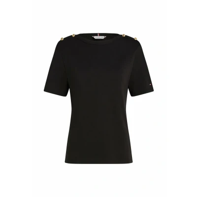Afbeelding van Tommy Hilfiger Stripe Tshirt basic, Dames, Maat: XS, Black