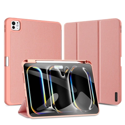 Afbeelding van iPad Pro 11 (2024) M4 Hoes: Dux Ducis Domo Bookcase Roze Kunstleder Tablet Hoezen