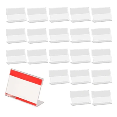 Afbeelding van 20 stuks transparante etikettenhouders, mini bordhouders van acryl, prijskaartjes, 9 x 6 cm
