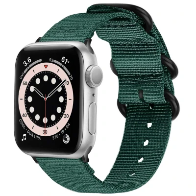 Afbeelding van Apple Watch bandje Nylon Donkergroen Geschikt voor Series 1/2/3/4/5/6/7/8/9/10/SE 38/40/41 mm / 10