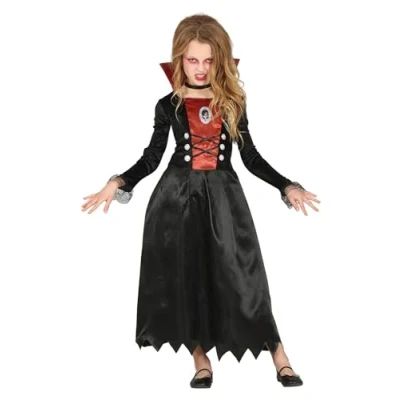 Afbeelding van Guirca Vampier &amp; Dracula Kostuum Bloeddrinkende Hertogin Roodbloed Meisje Zwart 5 6 jaar Halloween Verkleedkleding