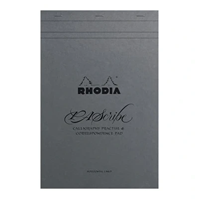 Afbeelding van RHODIA 19006C Pascribe Grey Maya Pad Gray A4+, gelinieerd, 60 vellen verwijderbaar, lichtbruin papier, grijs, 120 g/m²