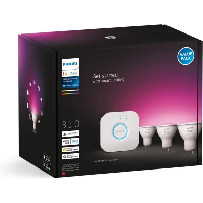Afbeelding van Philips Hue Gu10 ledlampen En Bridge Starterkit Slimme Verlichting Wit