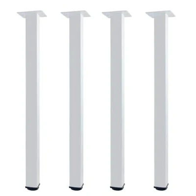 Afbeelding van QLLY 70cm/27,5 inch verstelbare metalen bureaupoten, vierkante kantoortafel meubelpoot, set van 4 (70 cm, wit)