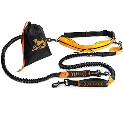 Afbeelding van Barkswell Handsfree hondenriem voor 2 honden, met heupriem en twee bungeehondenlijnen, premium