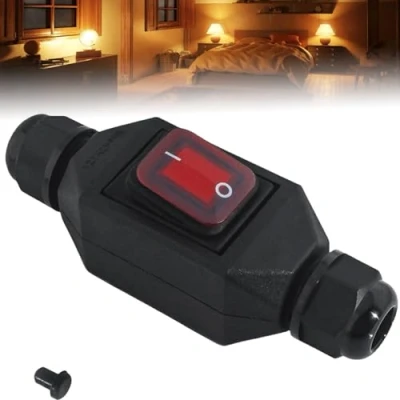 Afbeelding van AC220 V 30 A inline schakelaar, IP66 waterdichte machineschakelaar, aan beide zijden in en uitgang, tuimelschakelaar, kabelschakelaar, drukknop, machine, drukknopschakelaar, machineschakelaar