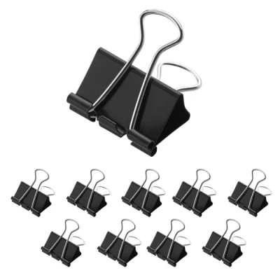 Afbeelding van Westcott Foldback E 10714 00 Klemmen, 41 mm, zwart, 12 stuks, set van metalen klemmen voor documenten, stabiele en herbruikbare papierklemmen, mm kantoor huishouden, zwart