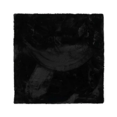 Afbeelding van Vierkant Hoogpolig Vloerkleed Comfy Plus Zwart 100x100 Cm