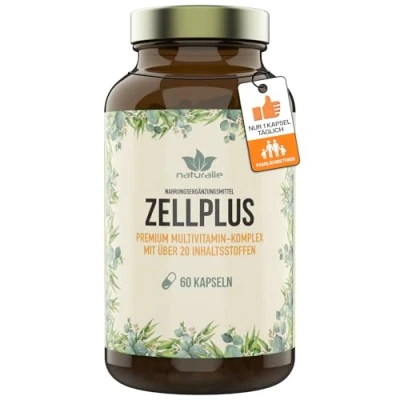 Afbeelding van Naturalie® Zellplus premium multivitamine capsules complex van 13 vitaminen + 10 plantenextracten Q10 laboratorium geteste kwaliteit 60 in BPA vrij glas